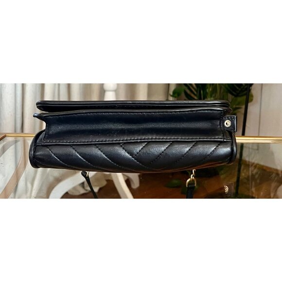 AUTHENTIC TORY BURCH BLACK QUILTED LEATHER FLEMING/ALEXA HANDBAG - Picture 6 of 10